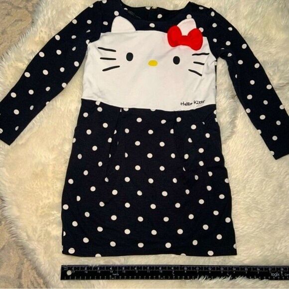 Sz 6 - 8 Y H&M Sanrio Hello Kitty Black & White Polka Dot Dress - Picture 1 of 7